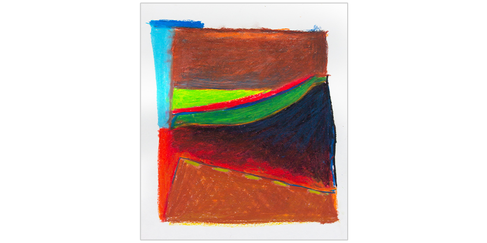 Multi-color Oil Stick Abstract Drawing
